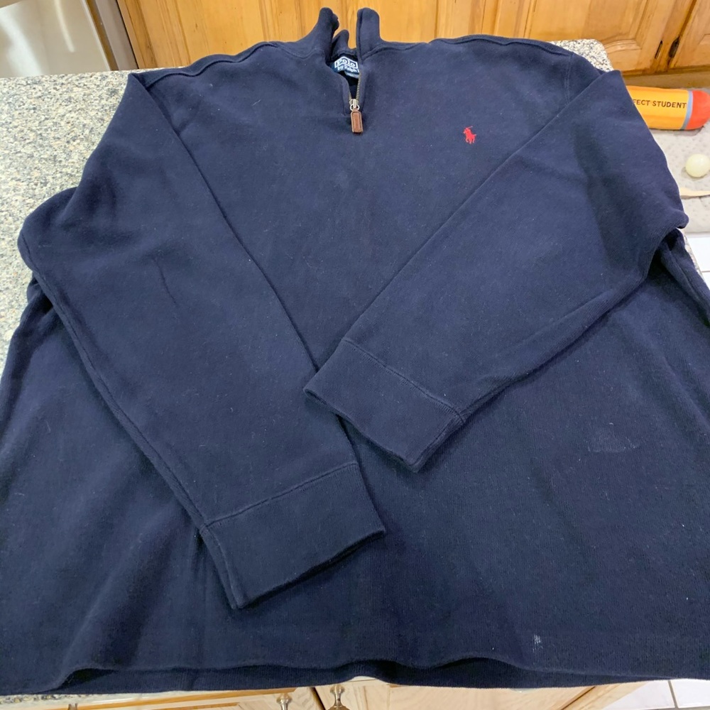 Mens polo pullover blue size large